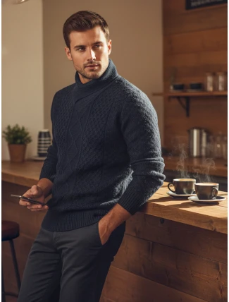 Pánsky čierny sveter FashionStreet WX2253