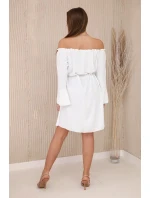 Šaty viazané v páse so šnúrkou ecru Šaty viazané v páse so šnúrkou ecru