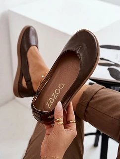 Kožené baleríny Barefoot Zazoo 10217 Čokoládové