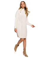 Dámske svetrové šaty M635 beige - Made Of Emotion Dámske svetrové šaty M635 beige - Made Of Emotion