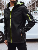 Pánska softshellová bunda s kapucňou čierna FashionStreet TX4473 Pánska softshellová bunda s kapucňou čierna FashionStreet TX4473