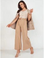 Dámske nohavice so širokými nohavicami ALZUR beige FashionStreet UY1897 Dámske nohavice so širokými nohavicami ALZUR beige FashionStreet UY1897