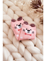 Detské ponožky s hviezdami s medvedíkom ružové