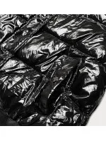 Čierna lesklá dámska bunda s kapucňou (739ART)