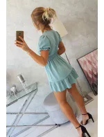 Šaty s viazaným výstrihom do V morsky modrej