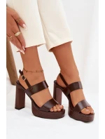 Dámské sandály na podpatku a platformě Ekologická kůže Čokoládové Hanelia