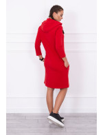 Šaty s kapucňou a vreckami červené