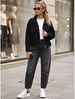 Dámska oversize prechodová bunda so stojáčikom, čierna, FashionStreet TY6090 Dámska oversize prechodová bunda so stojáčikom, čierna, FashionStreet TY6090
