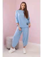 Bavlnená mikina nohavice set modrá