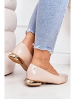 Mokasyny Na Złotym Obcasie Laura Messi 2013 Beżowe