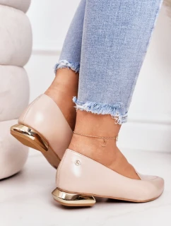 Mokasyny Na Złotym Obcasie Laura Messi 2013 Beżowe