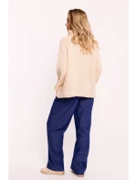 M822 Trapézový sveter s rolákom - béžový