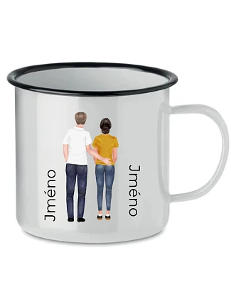 Personalizovaný retro plechový pohár s párom