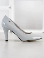 Štýlové šedo-strieborné dámske lodičky na ihličkovom podpätku Štýlové šedo-strieborné dámske lodičky na ihličkovom podpätku