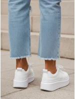 Dámske kožené tenisky na platforme biele FashionStreet ZY1376
