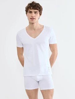 Pánske tričko SLG Base V Neck Shirt, biele – White – SLOGGI
