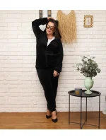 Čierna dámska tepláková súprava plus size s kapucňou na zips (8216) Čierna dámska tepláková súprava plus size s kapucňou na zips (8216)