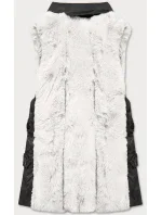 Elegantná čierno-biela vesta z ekokože a kožušiny (BR9592-2601) Elegantná čierno-biela vesta z ekokože a kožušiny (BR9592-2601)