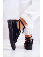 Damskie Tenisówki Wiązane Cross Jeans JJ2R4039C Czarne