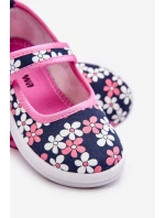Dziecięce Baleriny W Kwiatuszki Granatowo-Różowe Noah
