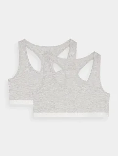 4F Dámska bavlnená podprsenka na každodenné nosenie (2 balenia) - šedá