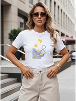 Klasické dámske tričko s potlačou citrónov, biele, FashionStreet NX8023RY