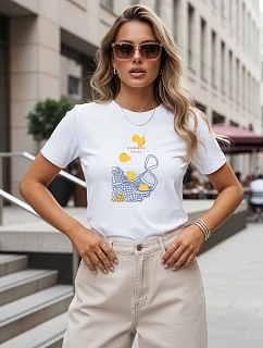 Klasické dámske tričko s potlačou citrónov, biele, FashionStreet NX8023RY