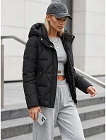 Dámska zimná prešívaná bunda s kapucňou, čierna, FashionStreet TY5939