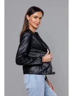 Čierna bunda ramoneska so stojačikom (11Z8008)