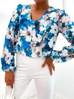 Tyrkysová blúzka s volánovými rukávmi (021)