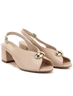 Dámske béžové sandále na podpätku Sergio Leone SK469