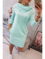 Šaty s kapucňou a vreckami mint Šaty s kapucňou a vreckami mint