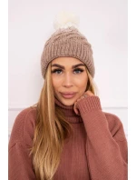 Fleecová čiapka Ilona K218 beige+ecru