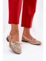 Ażurowe Baleriny Z Odkrytą Piętą Złote Navinnia