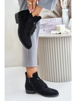 Zateplená nízka členková obuv s ozdobou na zips S.Barski Black