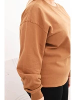 Dámske Plus veľkosť bavlnené základné kolo krku mikina Camel