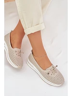 Dámske kožené poltopánky LR61-7044 beige - S.Barski Dámske kožené poltopánky LR61-7044 beige - S.Barski