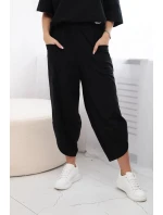 Súprava bavlnená blúzka + nohavice čierna