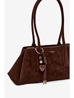 Eko semišová kabelka s přívěskem Čokoládová Nelina