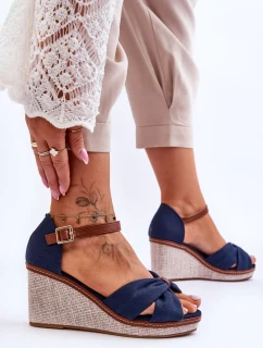 Dámské sandály na klínu námořnická modrá Daphne