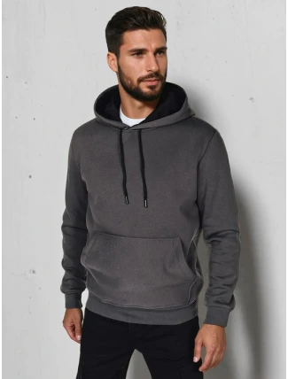Pánska základná mikina s kapucňou v grafitovej farbe FashionStreet BX5861