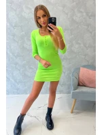 Šaty s gombíkovým výstrihom zelené neónové