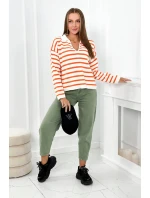 Pruhovaný sveter pomaranč Pruhovaný sveter pomaranč