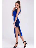 Spoločenské šaty dámske značkové EMAMODA zdobené čipkou modré - Modrá / L - EMAMODA Spoločenské šaty dámske značkové EMAMODA zdobené čipkou modré - Modrá / L - EMAMODA