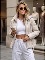 Dámska prešívaná bunda s kapucňou, svetlošedá, FashionStreet TY5860 Dámska prešívaná bunda s kapucňou, svetlošedá, FashionStreet TY5860