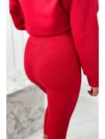 Bavlnená súprava, zateplená mikina + legíny červený