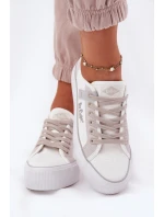 Trampki Damskie Na Platformie Lee Cooper LCW-25-31-3479L Biało-Szare