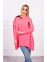 Oversize mikina s asymetrickými bokmi ružová neónová Oversize mikina s asymetrickými bokmi ružová neónová
