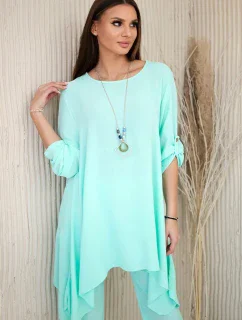 Súprava blúzka + nohavice s príveskom mätová