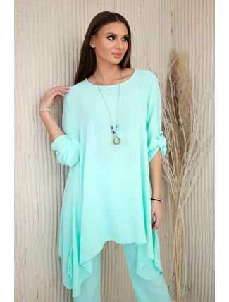 Súprava blúzka + nohavice s príveskom mätová Súprava blúzka + nohavice s príveskom mätová